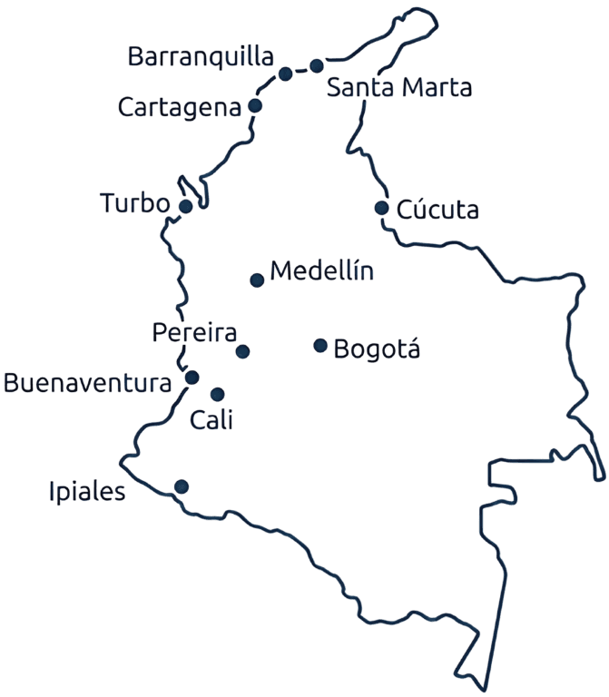 Mapa de cobertura Grupo Campuzano en Colombia